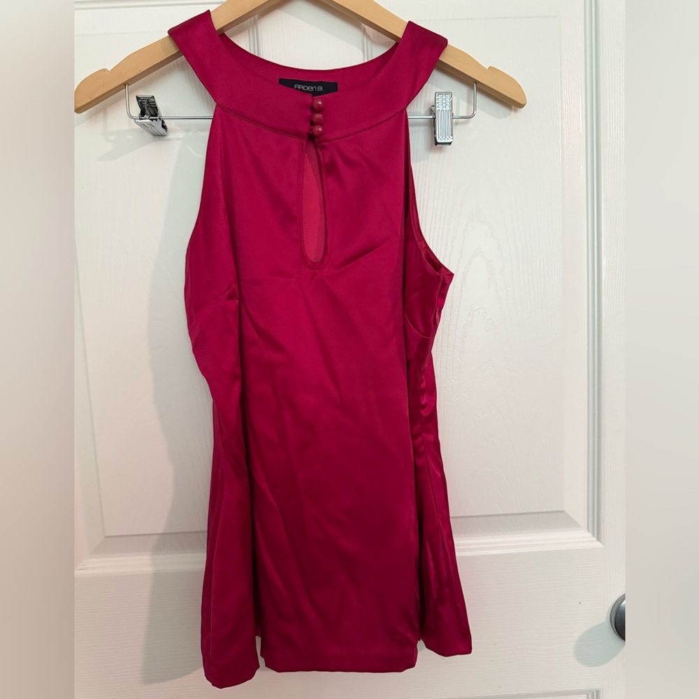 Arden B. Silk Keyhole Tank Pink Size Small